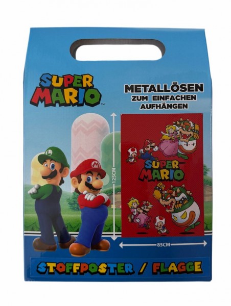 Stoffposter/Flagge - Mario/Bowser rot (125x85 cm)