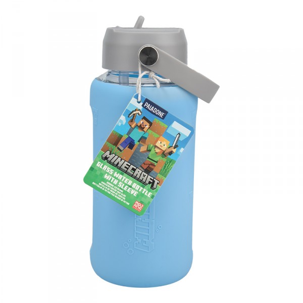 Glaswasserflasche mit Schutzhülle - Minecraft